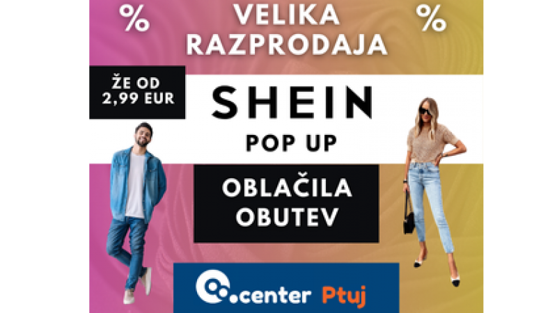 Shein pop-up razprodaja pred Qcentrom Ptuj